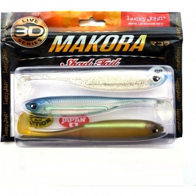 Виброхвост LUCKY JOHN 3D SERIES MAKORA SHAD TAIL 6.0in (15.24 см), цвет mix1 3Шт. 140412-MIX1
