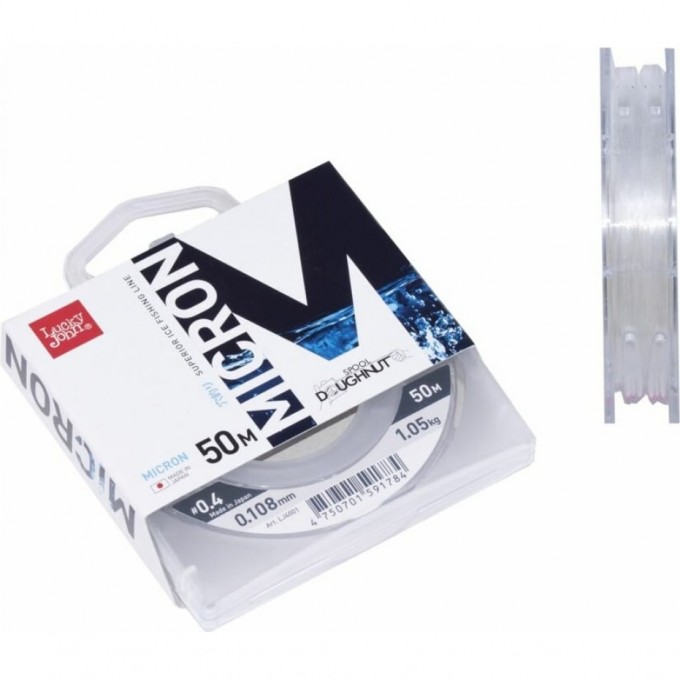 Леска монофильная зимняя LUCKY JOHN MICRON 50 м - 0.108 мм, прозрачная LJ4001-010