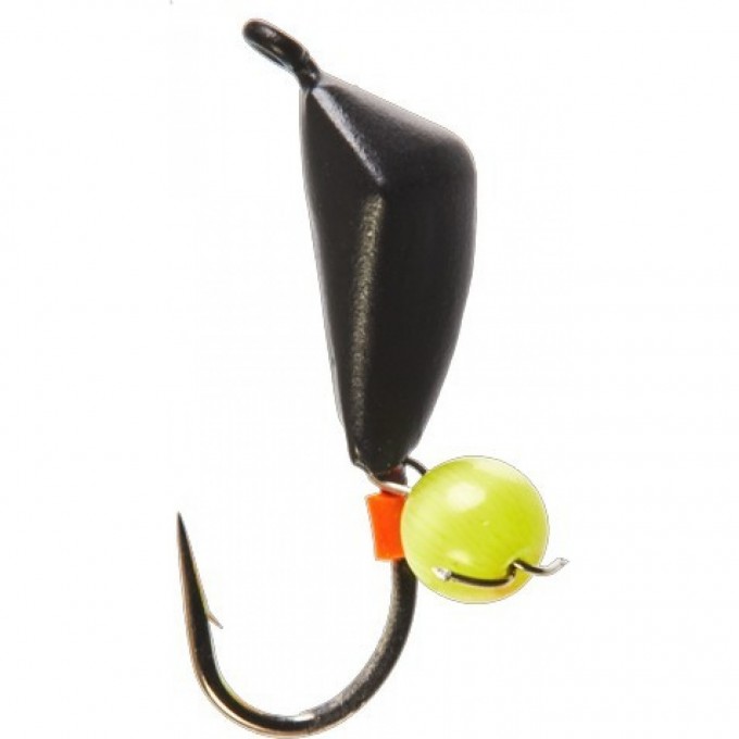 Мормышка вольфрамовая LUCKY JOHN СТОЛБИК с петелькой и бисером салатовый кошачий глаз 70мм, 025/10 LJ35070-10