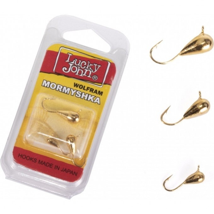 Мормышки вольфрамовые LUCKY JOHN 3шт набор 17, КАПЛЯ с петелькой, диаметр 030мм, 040мм, 050мм, цвет G LJTM-017SET