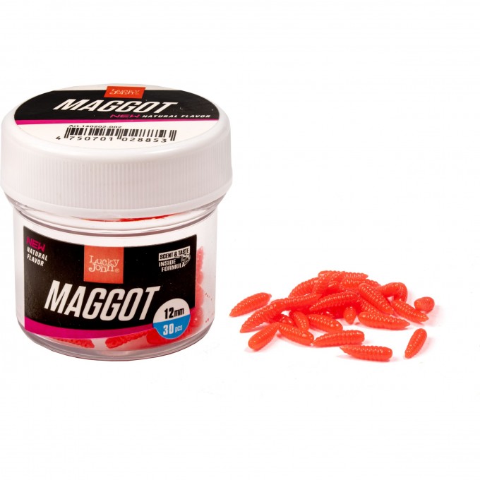 Насадки искусственные съедобные LUCKY JOHN PRO SERIES MAGGOT RED опарыш 12мм 30шт. 140202-002