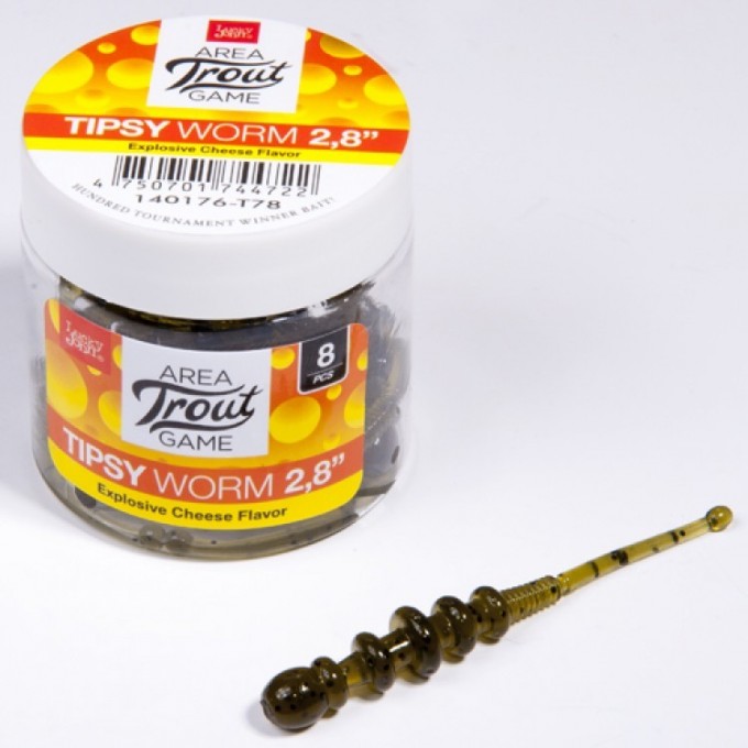 Слаги съедобные искусственные LUCKY JOHN PRO SERIES TIPSY WORM 2,8 in (71 мм), цвет T78, 8 шт 140176-T78