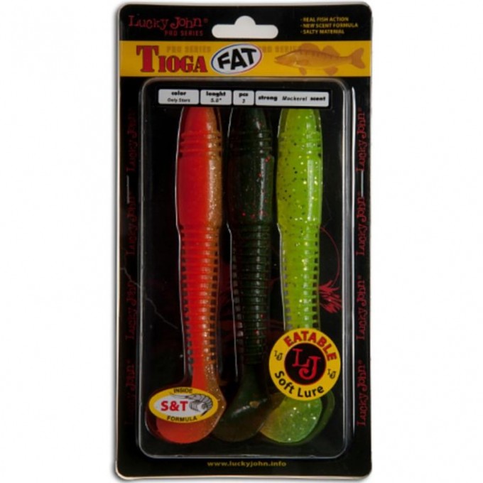 Виброхвост LUCKY JOHN TIOGA FAT 5.8in (147 мм), цвет MIX1, 3 шт. 140148-MIX1